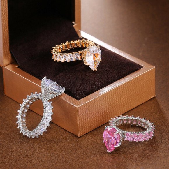 New Gorgeous 925 Silver Wedding Sahhpire Ring - Picture 4 of 8